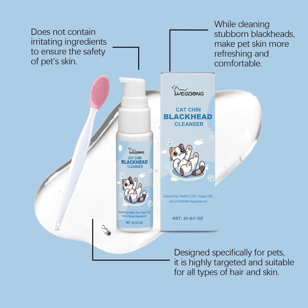 Cat Chin Blackhead Remover Kit Gentle Cleansing Lotion Spray with Brush Pet Grooming Care for Cats Dogs