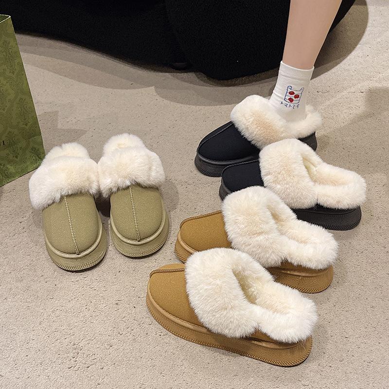 Baotou Snow Drag Outside 2024 Winter New Korean Version Thick-soled Piled Thickened Warm Indoor Cotton Shoes Mao Mao Shoes
