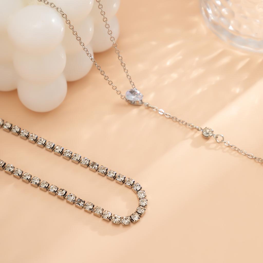 Accessories Niche Simple Long Y-Shaped Temperament Full Diamond Necklace Fashion Claw Chain Tassel Back Chain Necklace