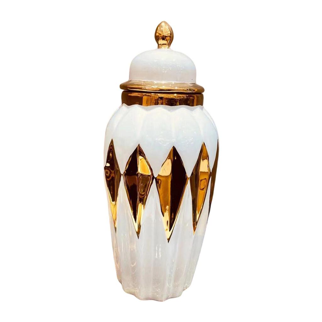 Ceramic Ginger Jar with Lid Vase for Flowers Temple Arrangement Porcelain Storage