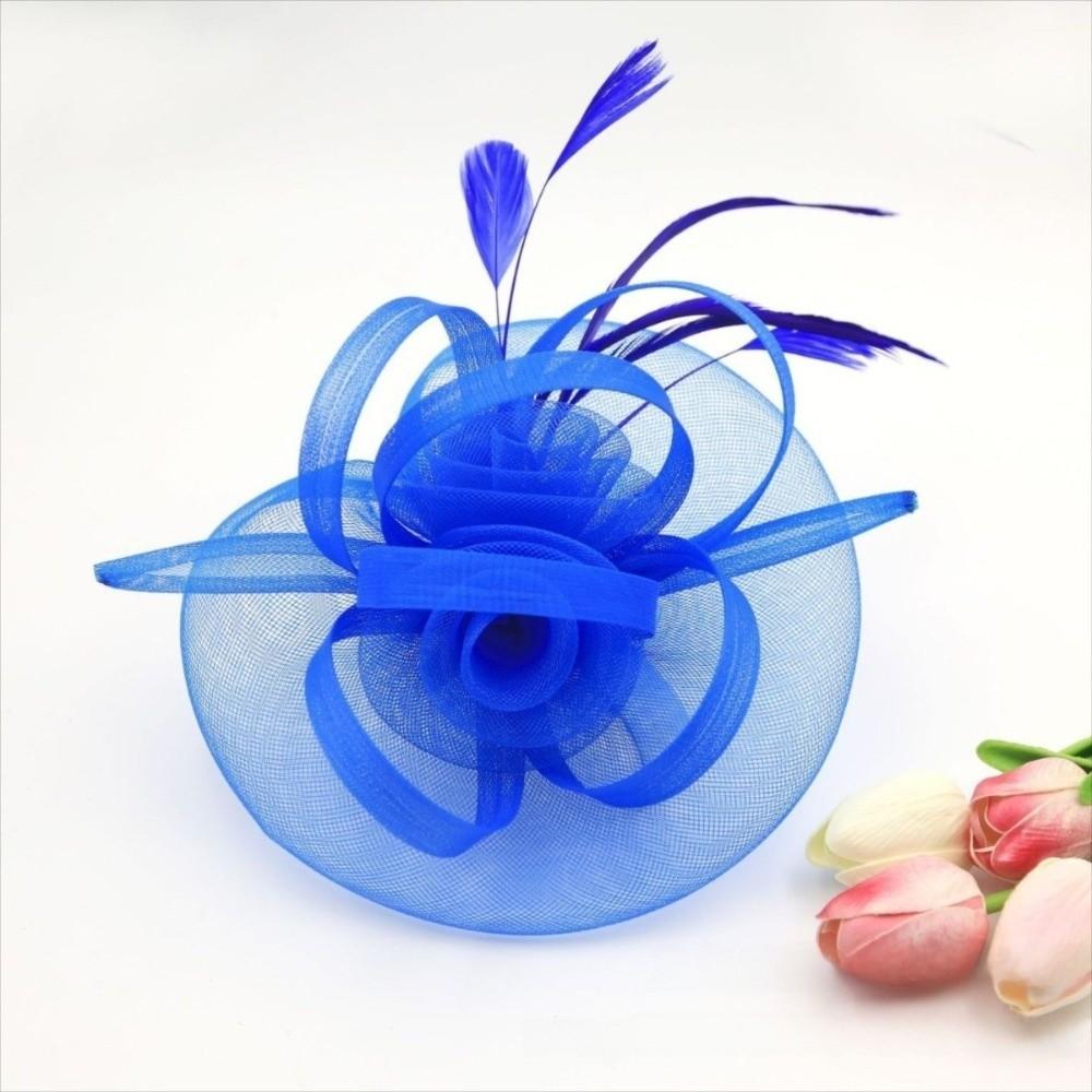 Vintage síťovaná pokrývka hlavy Pírková svatební pokrývka hlavy Elegantní fascinátor Klobouk pro dostihové události