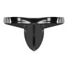 Pánské PU 2 v 1 Jockstrap Tanga O-kroužek Odnímatelný kryt rozkroku T-zadní kalhotky