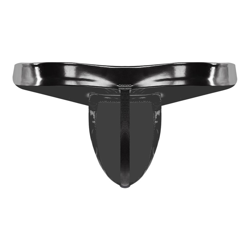 Pánské PU 2 v 1 Jockstrap Tanga O-kroužek Odnímatelný kryt rozkroku T-zadní kalhotky