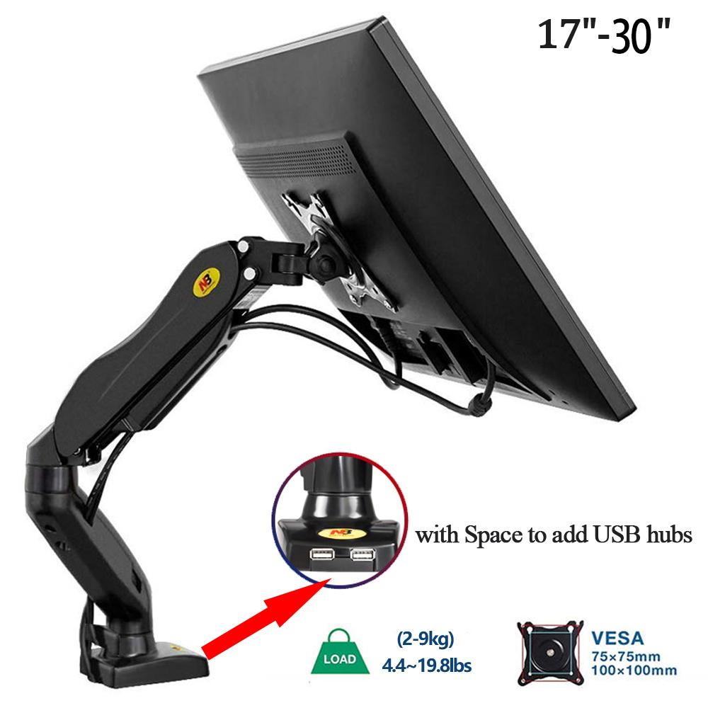 

Adjustable PC Monitor Arm Support Full Motion Single Arm Desktop Mounting Brakcet 30” LCD Screen Support Heavy Duty Monitor Arm чорний