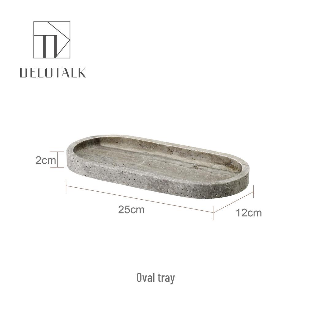 Set da Bagno Travertino Grigio Argento Wabi-Sabi: Vassoio e Decorazione per Lavabo.