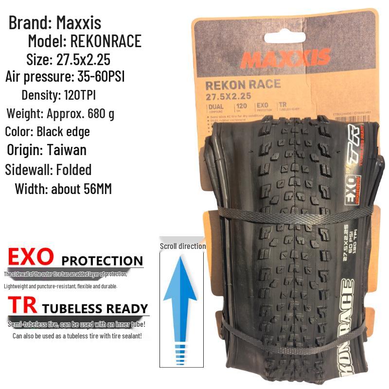 Maxxis REKON RACE Tubeless Faltbarer Mountainbike-Reifen, Gelbe Seitenwand, 27,5/29 x 2,25/2,35