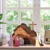 Wooden Empty Tomb Easter Scene Decoration Jesus Nativity Scene Decor  for Desktop Decoration