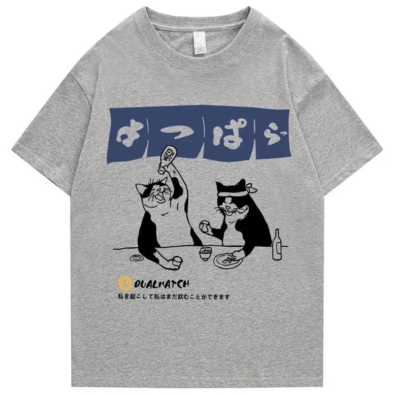 Summer High Quality Men's Cotton T-shirt Street Fashion Harajuku Style T-shirt Japanese Cartoon Pattern Short Sleeve Top