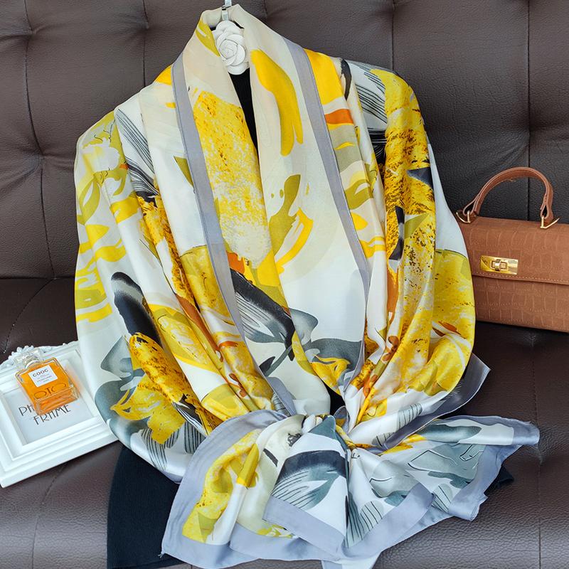 180*90cm muffler fashion Luxury Brand Scarf Women New Style Fashion Color Matching Print Silk Lady Popular Headcloth Beach Shawl