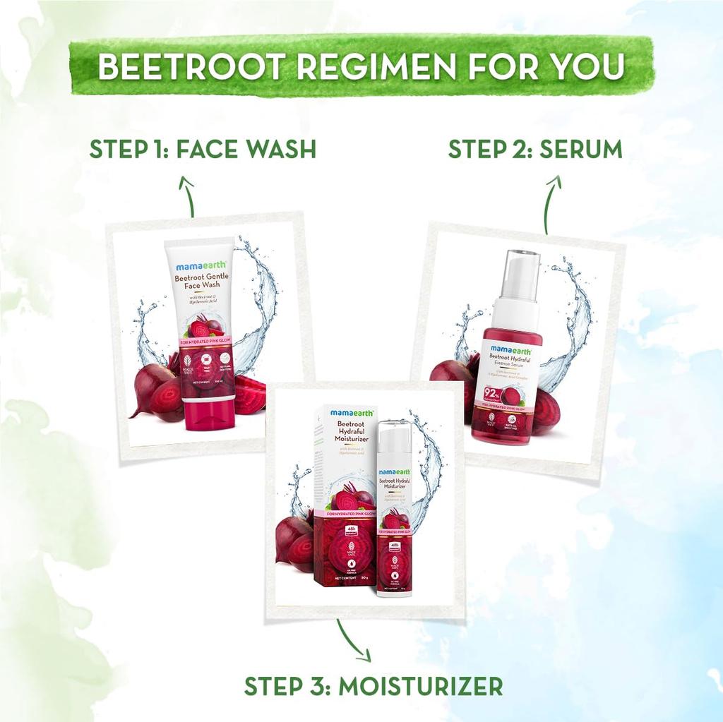 Mamaearth Beetroot Hydraful Essence Serum 50ml For Hydrated Glow With Hyaluronic Acid & Beetroot Extract | Plump Smooth Skin