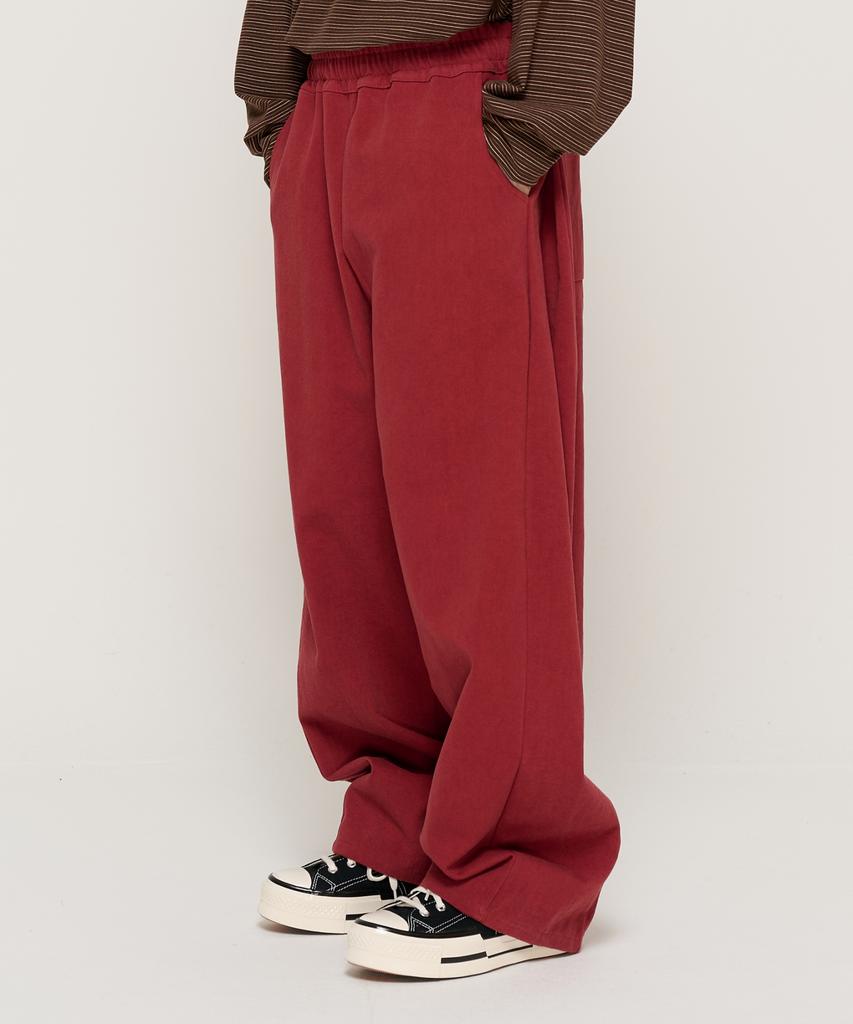 CARGOBROS Bio Cotton Curved Elastic Waist Pants (Wine)
