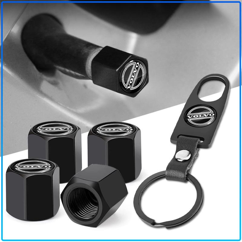 Fashion Car Tire Valve Caps with Car Badge Keyring Keychain For Volvo 240 C70 S40 S50 S60 S70 S80 S90 V40 V50 V60 V90 XC40 XC60 XC90 Vnl Truck
