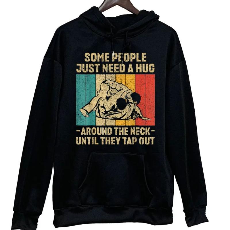 Black Hoodie Retro Jiu-Jitsu Hoodie BJJ Funny Martial Arts Fathers Day Gifts Sweatshirts Harajuku Autumn Winter Pullover Top