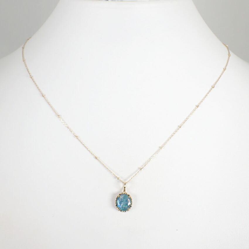 [Pre-owned] agete/Agate K10 Labradorite, Malachite, and Gel (Triple) Pendant/Necklace/j55-41