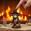 Cute Cow Gifts 2Pcs Halloween Highland Witch Ornament, Resin Figurine with Hat Pumpkin Broom Country Style Home Accents & Skull, Farmhouse Tabletop