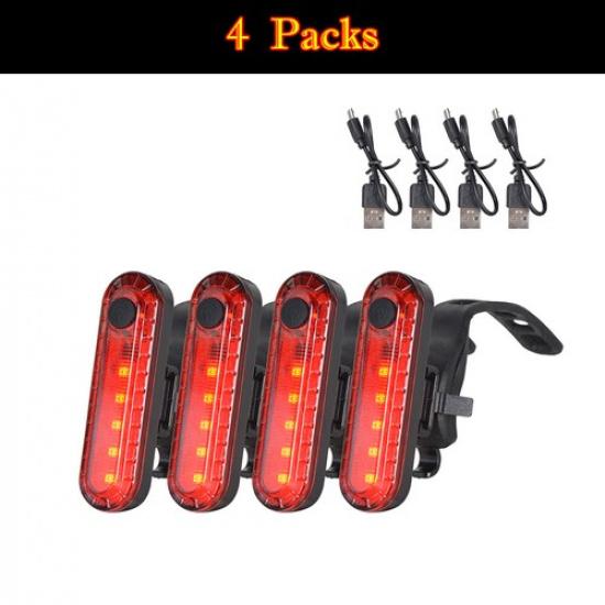 1-6packs LED Bike Bicycle Taillight Cycling Rear Safety Warning USB Rechargeable