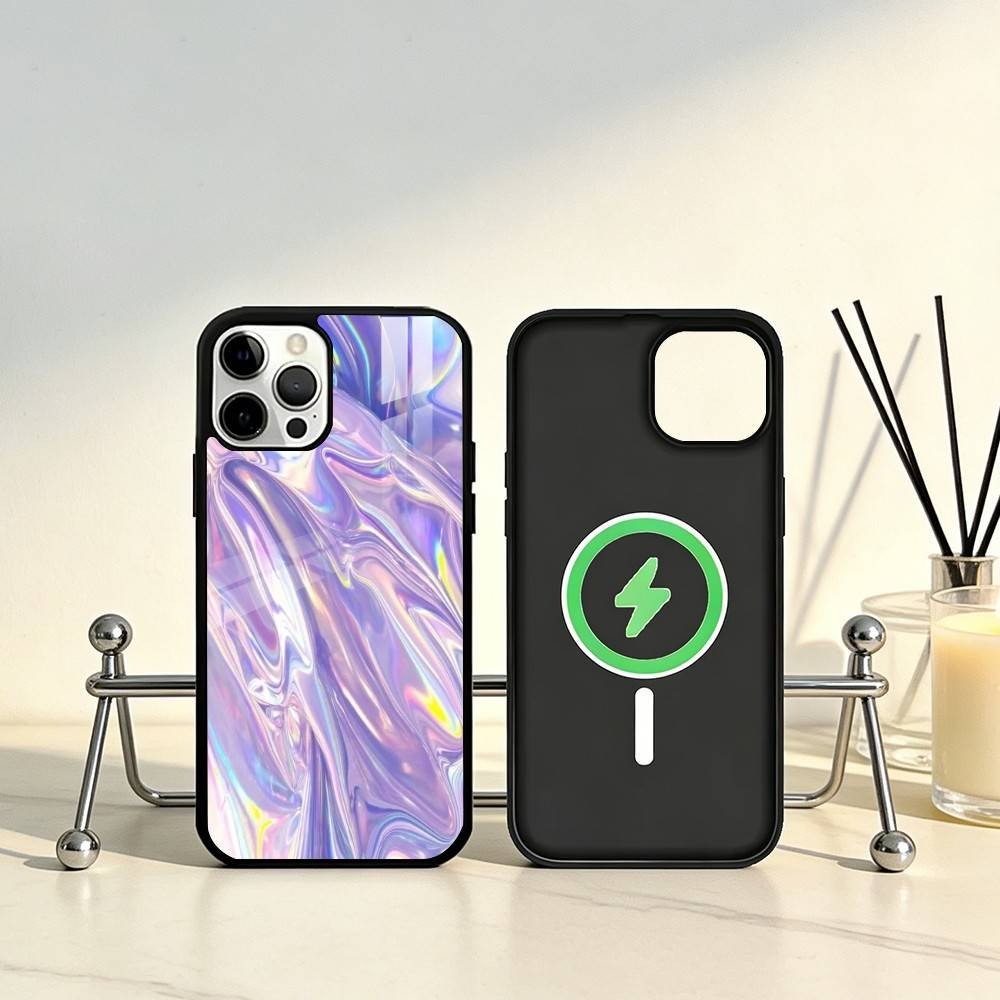 Laser Style Phone Case For iPhone17,16,15,14,13,12,11 Plus,Pro Max Magnetic For Magsafe Wireless Charging