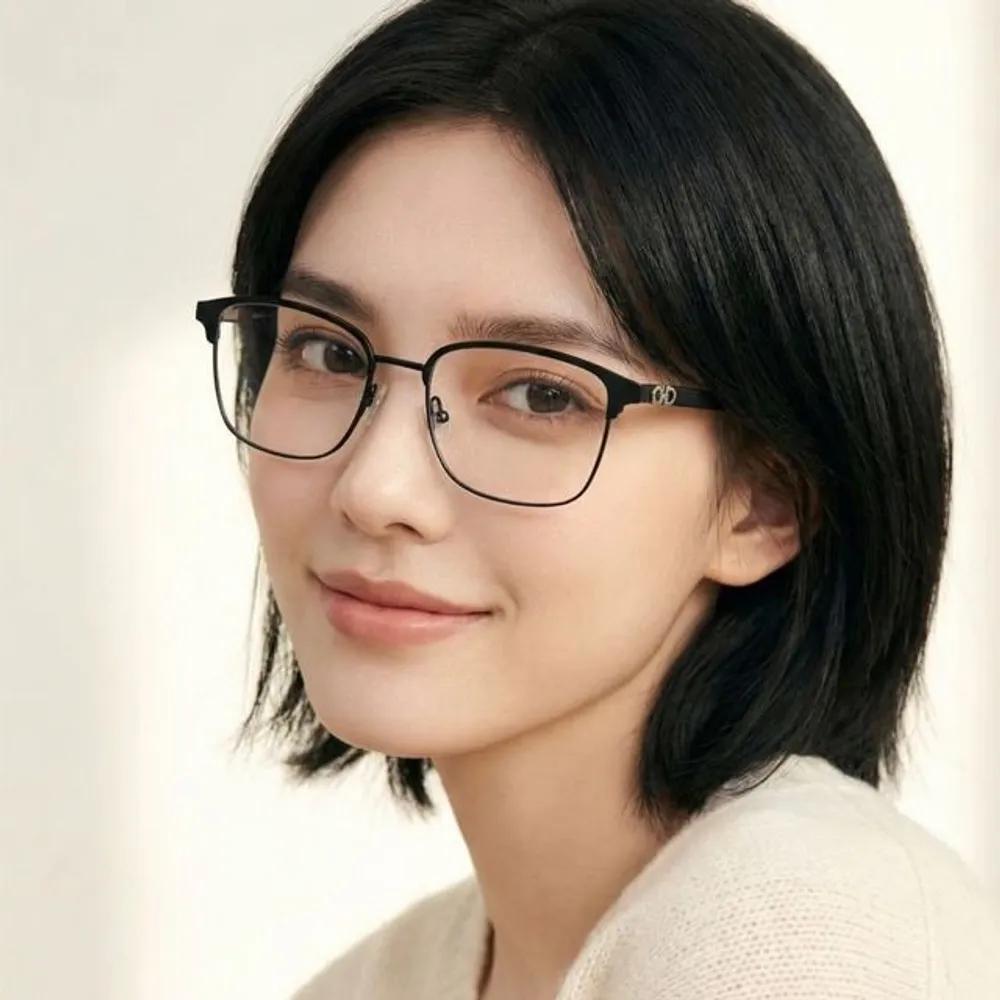 Eyeglass Frame SF2225 001 Black Metal Frame Lightweight for Daily Use