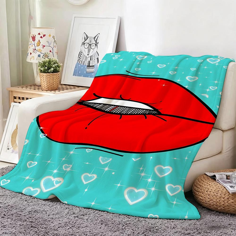 Graphic L-Lips Throw Soft Warm Throw Blanket for Bedroom Living Room Bed Travel Camping Picnic Gift