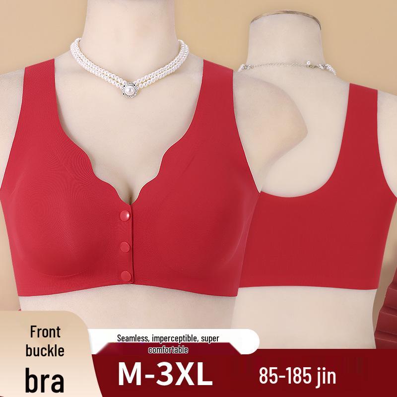 2026 Year of the Horse Zodiac Red Seamless Front Closure Bra & Briefs Plus Size Lingerie Set