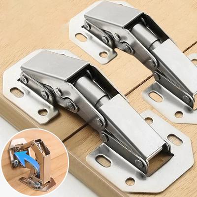 2/10PCS 90 Degree Steel Cabinet Hinges No-Drilling Buffer Hinge Kitchen Cabinet Cupboard Hinges DIY Furniture Hardware Tools