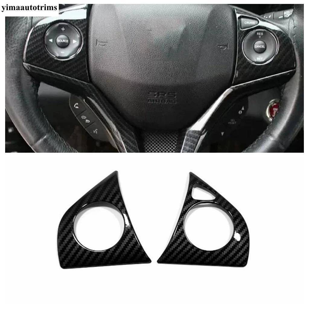 For Honda Vezel HR-V 2014 - 2025 ABS Carbon Fiber Car Steering Wheel Button Frame Decoration Cover Trim Accessories Interior