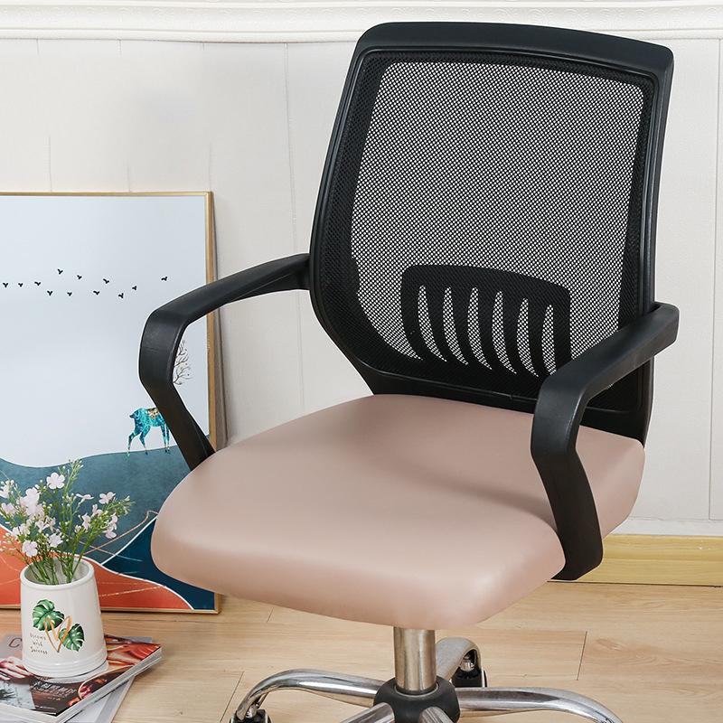 

NEW Waterproof Seat Cover Stretch PU Leather Office Computer Chair Slipcover Solid Color Chair Protector From Cat Scratch