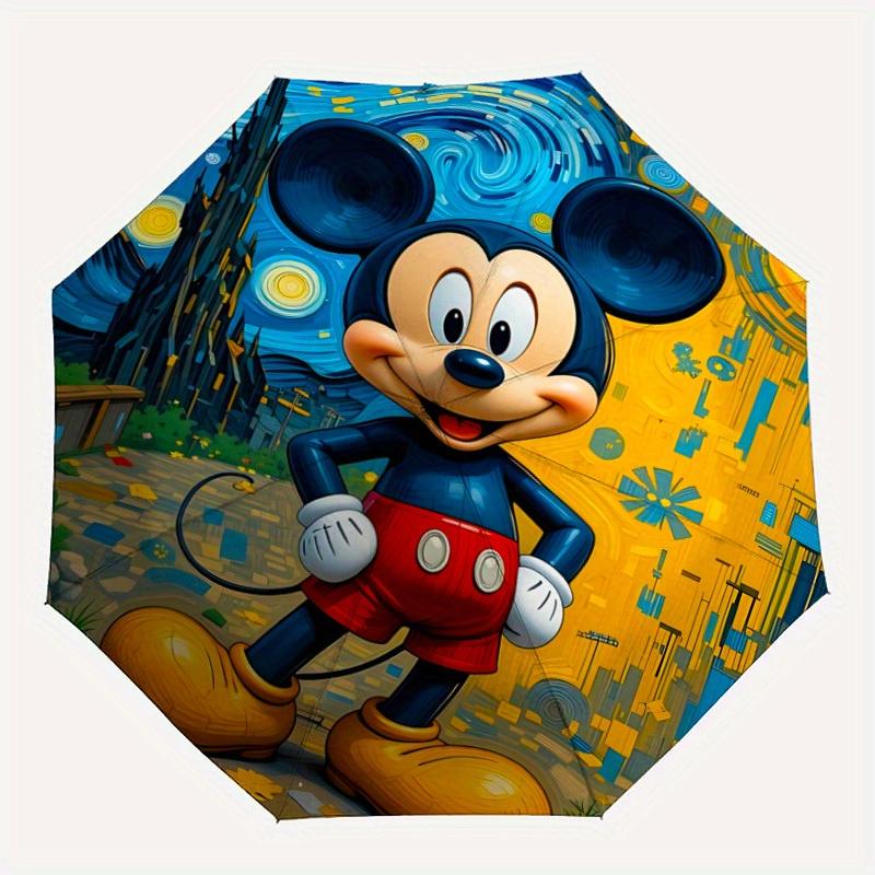 

1pc Mickey Mouse Home Essential Cute Cartoon Umbrella, Portable Folding Umbrella with Durable Iron Frame 8 Ribs, a0821020
