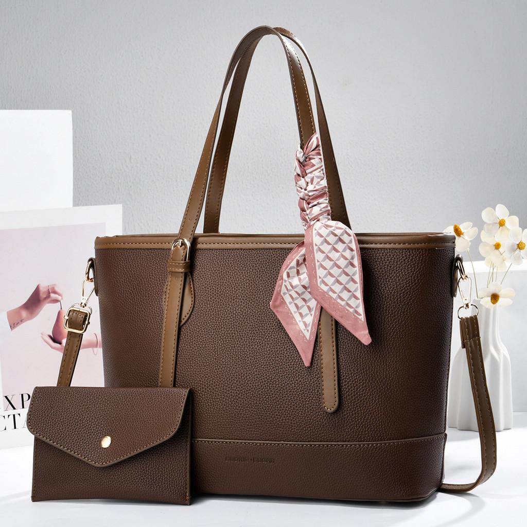 Pu Leather Large Tote Bag For Women With Zipper Pocket And Inner Compartments For Daily Commuting
