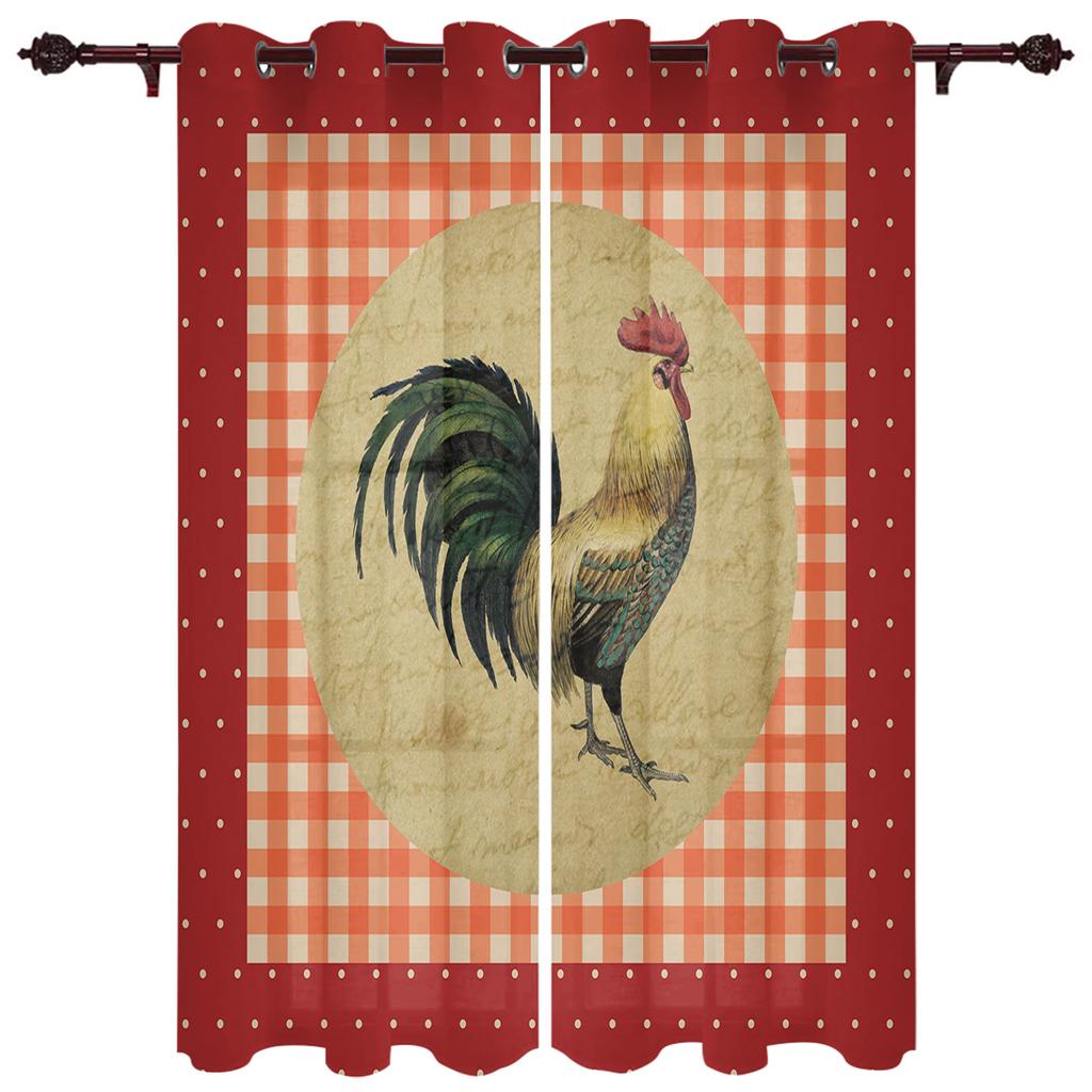 Farm Life Rooster Hen Sunflower Home Decor Window Curtains Bedroom Kitchen Curtain Panel Curtains for Living Room