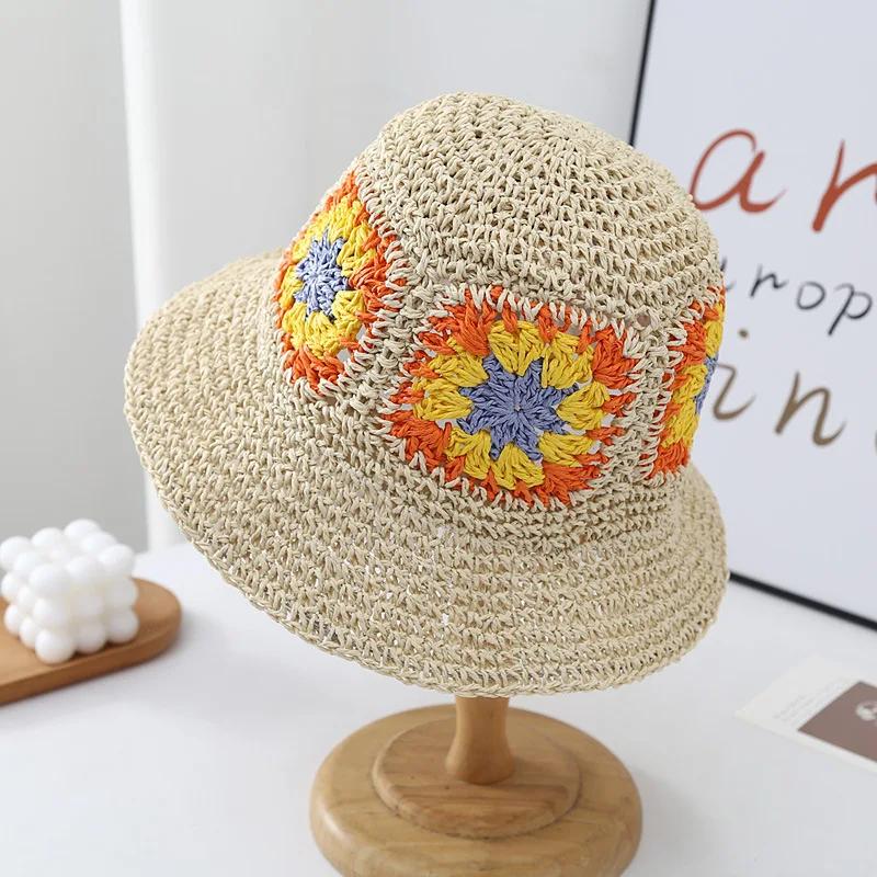 Bucket Internet Celebrity Woven Flower Straw Hat Bucket Hat Women's Versatile