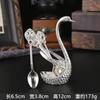 Vintage Swan Holder 6Pcs Dessert Coffee Spoon Set European Style Metal Cutlery Gold Silver Small Tea Spoon Home Table Decor Gift