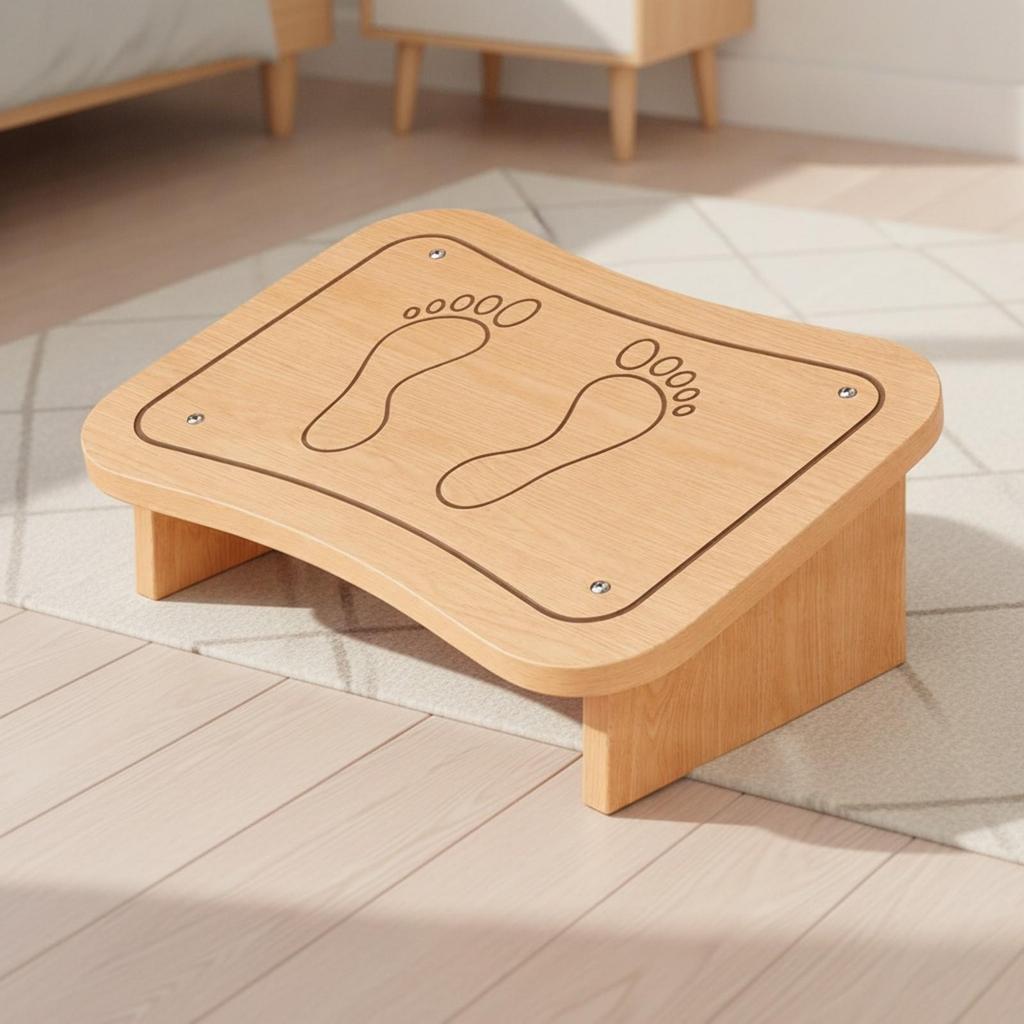 Wooden Footrest Stool StrainRelieving with SpaceSaving Design Spinal Alignment Raised Foot