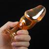 Golden Glass Dildo Anal Butt Plug Sex Toy  Temperature Play Non Vibrating Butt Plugs