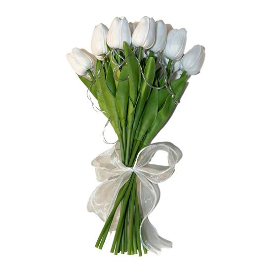 

Artificial Flowers LED Tulip Lights, Glowing Handheld Bouquet with Soft Petals, Bendable Stem Ambient Light, Romantic Gift Home Decor Bedroom Mood 10pcs белый