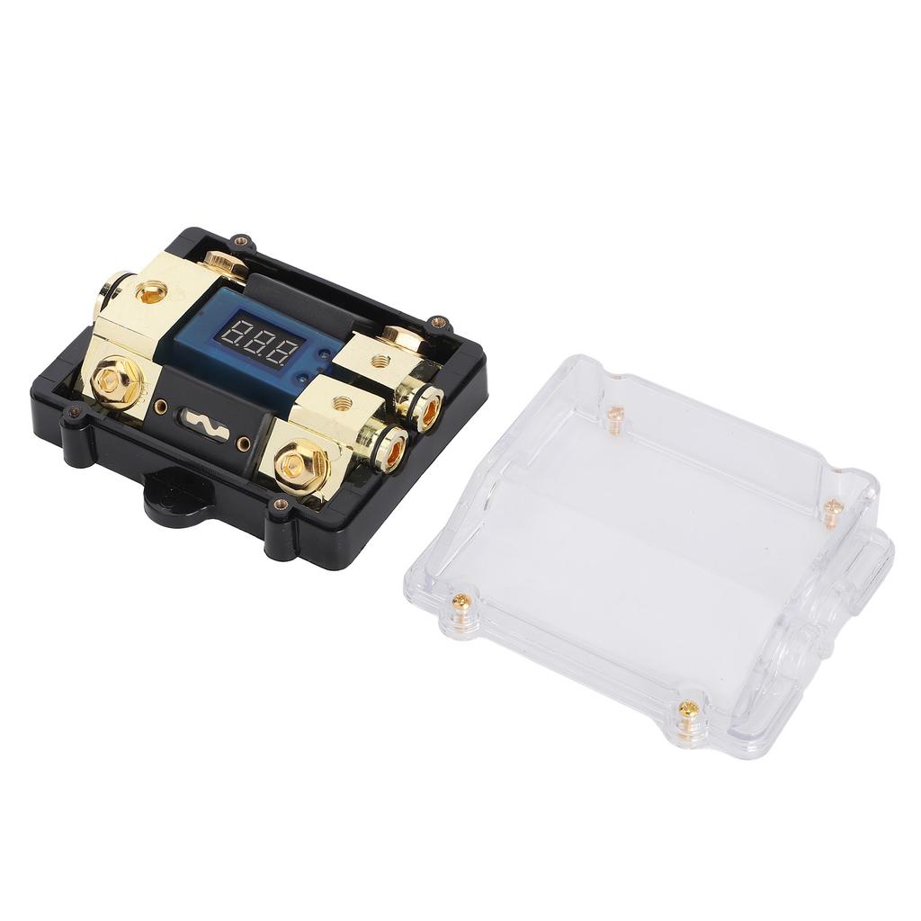 Fuse Holder Block 100A Fuses 1 In 2 Out W/LED Digital Voltage Display for Car Yacht Audio
