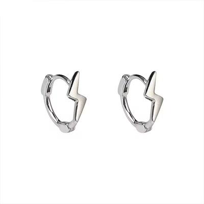 925 Sterling Silver Simple Fashion Lightning Hoop Earrings for Women Jewelry 2023