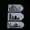 5Pcs Template Bakeware Plastic Cake Stencil Cake Decorating Tool Landmark Building Fondant Molds