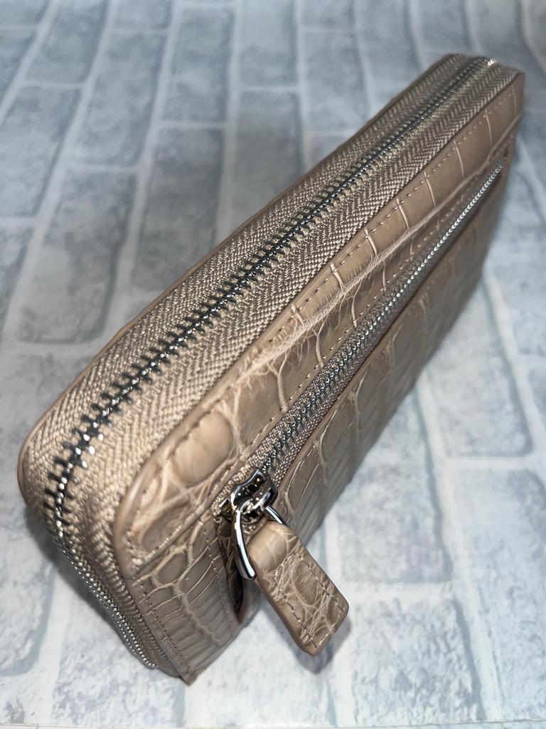 Guodi Crocodile Genuine Leather Long Wallet Round Zipper Type Crocodile Leather Crocodile Leather Wallet Wallet Wallet [GUODI] Women's Men's/Croc