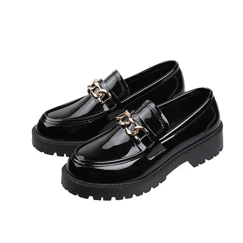 Retro Patent Leather Small Leather Shoes Women's Spring New Fashion British Style Muffin Platform Single Shoes Black Mary Jane Student Shoes