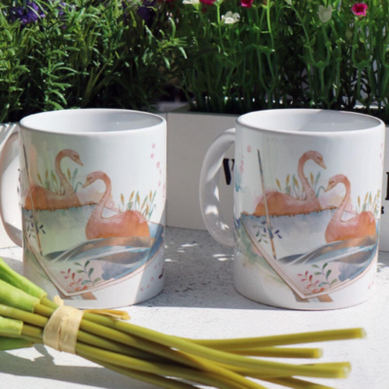 tf083-Design Mug 2p-Swan drawn in a fairy tale