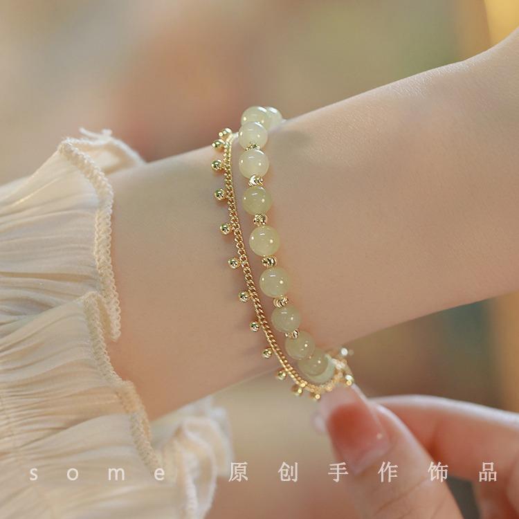 Princess on the Run*Natural Hetian Jade Bracelet, Niche Design, Fairy-Like, Original New Style Bracelet for Girls