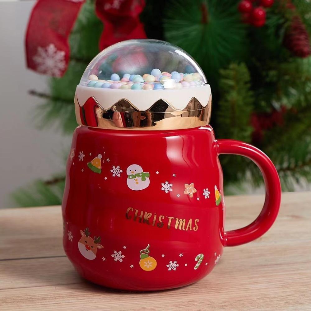 

Творческий рождественский стиль с крышкой, рождественская керамическая кружка, большая емкость для воды, рождественский подарок 401-500ml