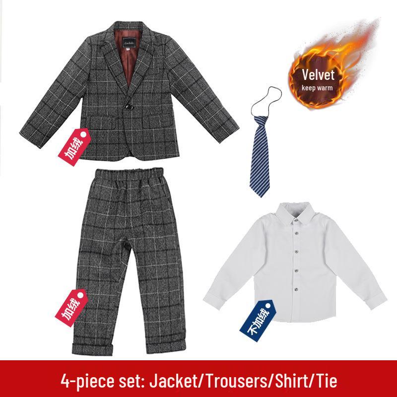 

Модный повседневный костюм-блейзер в корейском стиле для мальчиков на весну/осень - Детский смокинг для выступлений. 130cm, Recommended Weight 43-50 lbs