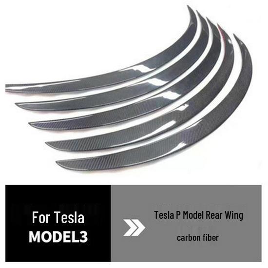 Tesla Model 3 Real Carbon Fiber Body Kit: Front Lip, Side Skirts, Rear Lip, Rear Wing