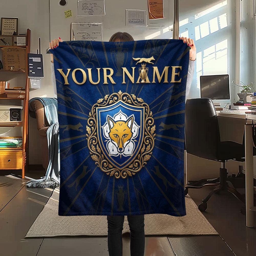 Custom Name,Leicester City FC Printed Flannel Blanket, soft throw for bedroom sofa, washable, Christmas present, great gift.