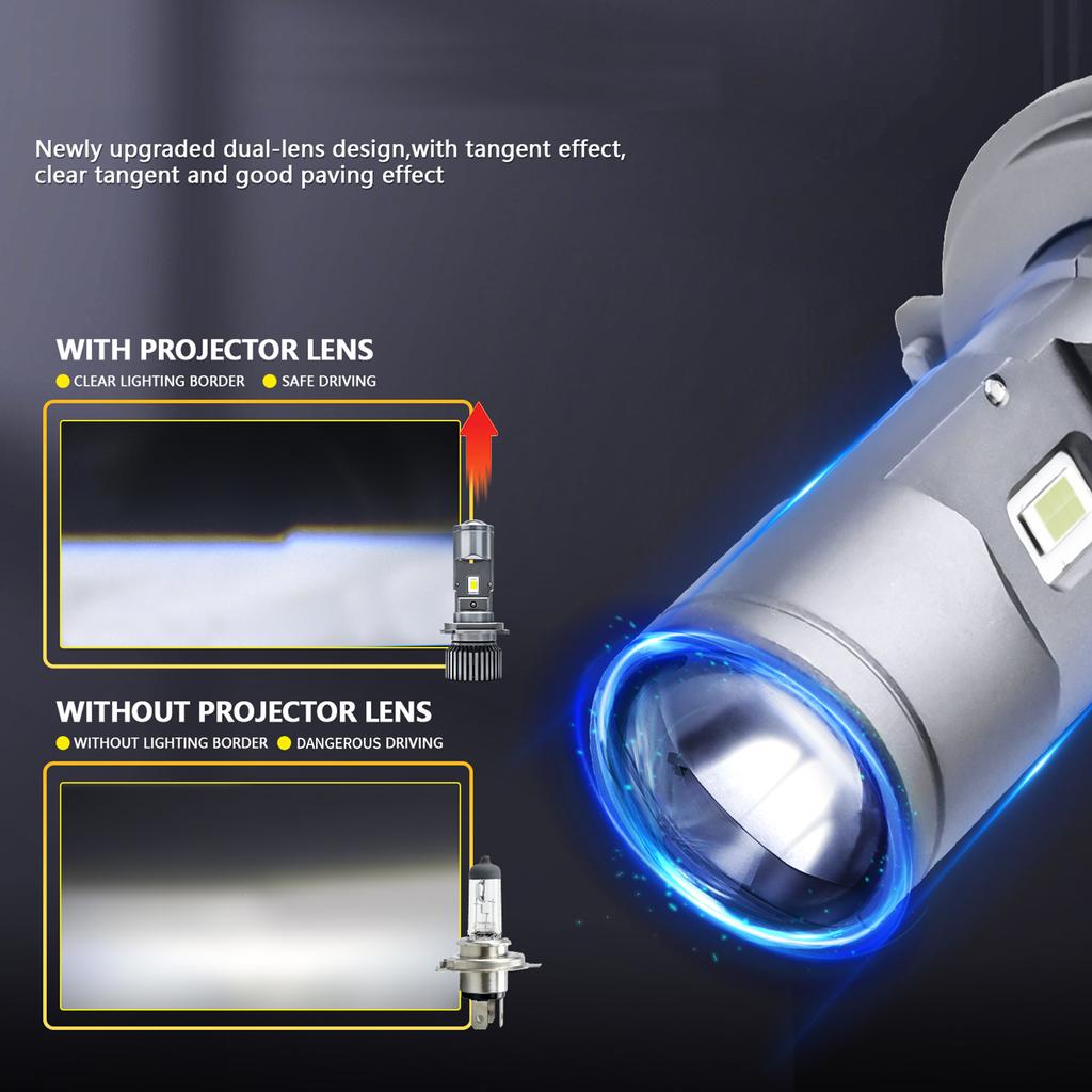 H4 LED Headlight Bulbs, 25000LM 90W Dual-Lens Super Bright LED Headlights Conversion Kit 6000K
