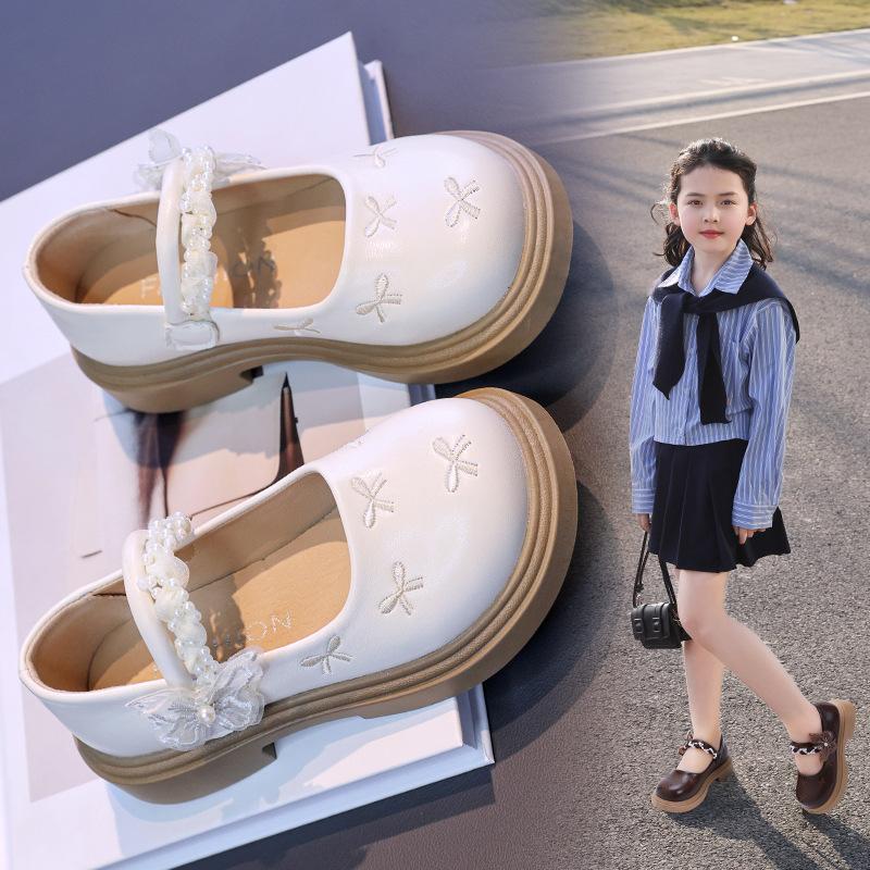 Girls' small leather shoes 2025 new spring and autumn children's princess shoes soft-soled non-slip single shoes Mary Jane student performance shoes