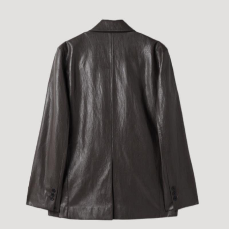 Kožená bunda s jedním knoflíkem She Smiss Swwjkp12050 Dg