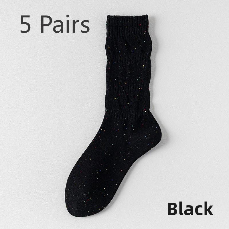 5 Pairs of Female Spring and Summer Thin Agaric Lace Sweat Absorbing Breathable Boneless Long Tube Pile Socks